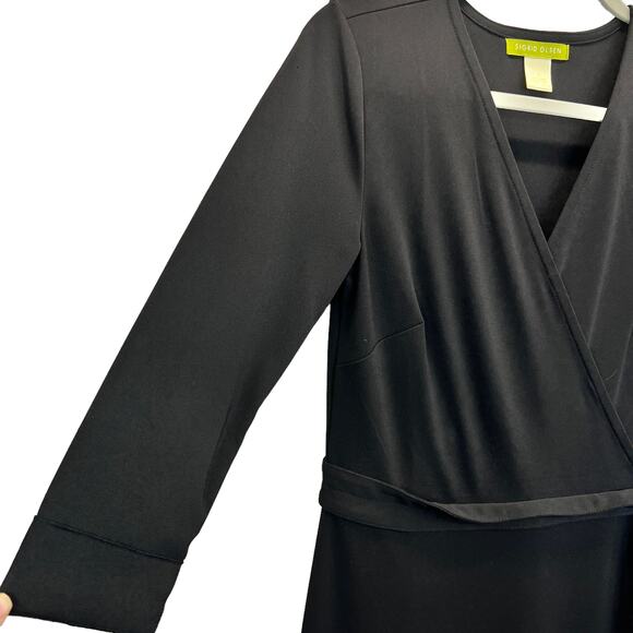 Sigrid Olsen Black Long Sleeve Wrap Dress Classic Style Neutral Office Classic - Picture 6 of 8